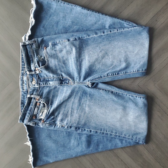 American Eagle Distressed Super High Rise Flare Jeans - Picture 1 of 16